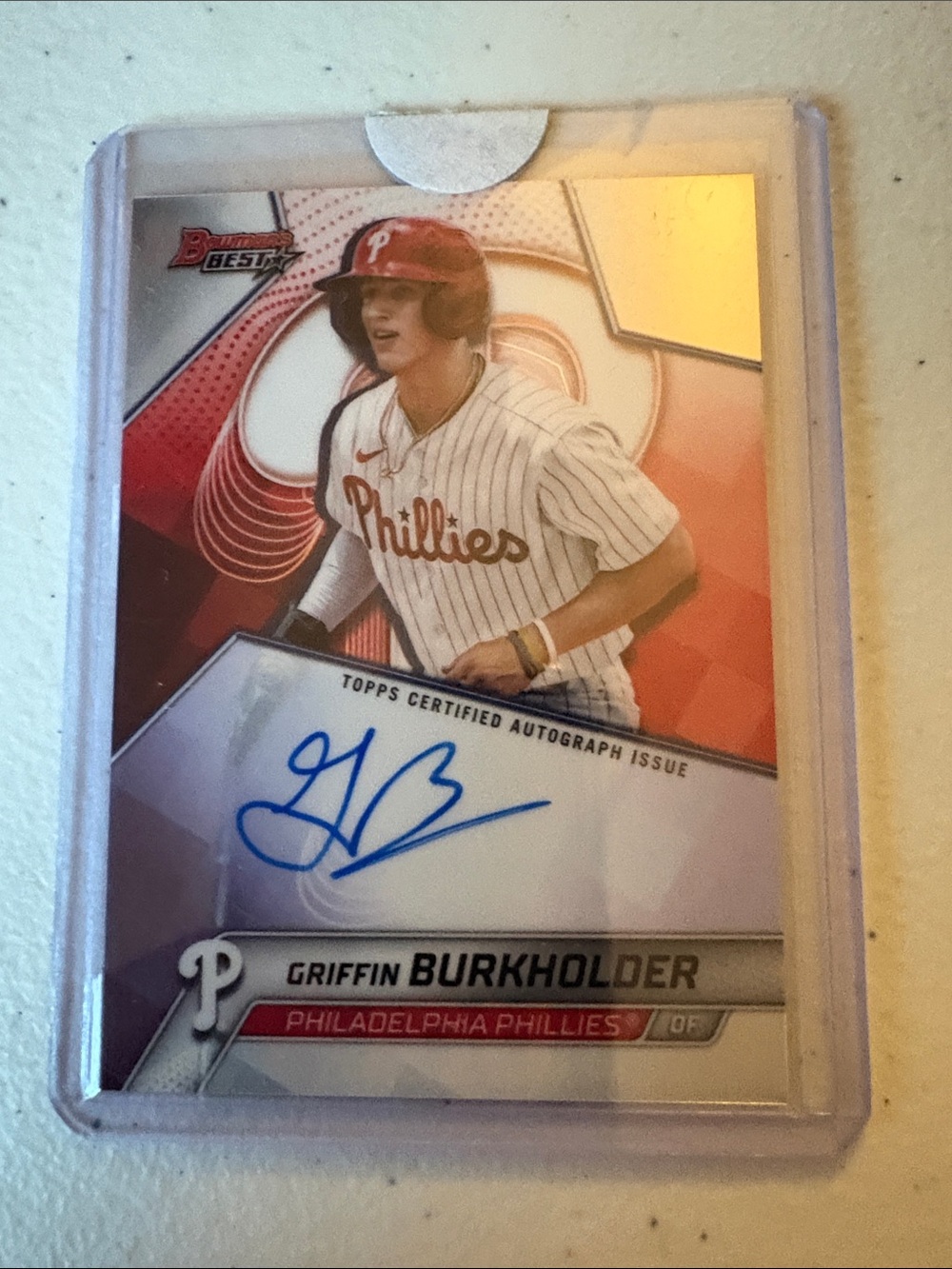 Topps Bowman’s Best Philadelphia Phillies Griffin Burkholder Autograph Card